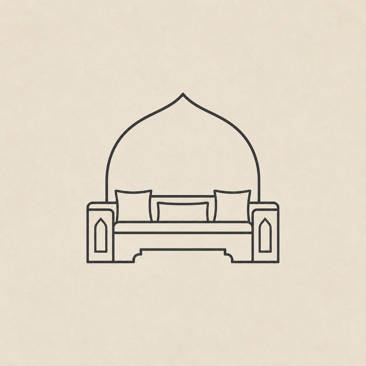 Salon marocain contemporain avec deux grandes fenetres et mobilier chaleureux.